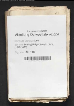 Kontributionsleistungen an die Kompagnie des kaiserl. Rittmeisters Waldecker zu Lemgo