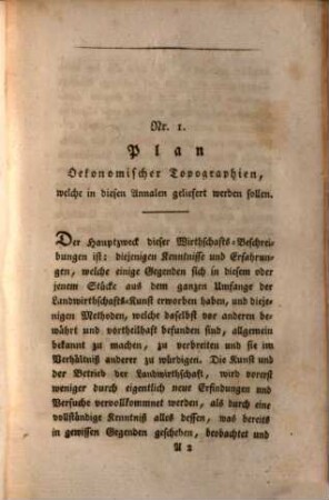 Annalen des Ackerbaues. 1, [1] = Jg. 1. 1805, Stück 1 - 6
