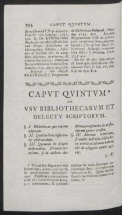 Caput Quintum * De Usu Bibliothecarum Et Delectu Scriptoum