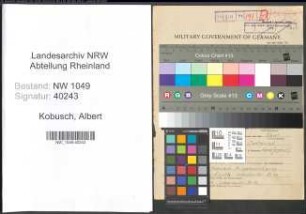 Entnazifizierung Albert Kobusch , geb. 26.05.1894 (Lehrer)