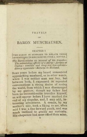 Travels of Baron Munchausen [First Part]