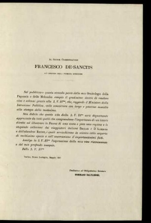 Al Signor Commendatore Francesco De-Sanctis
