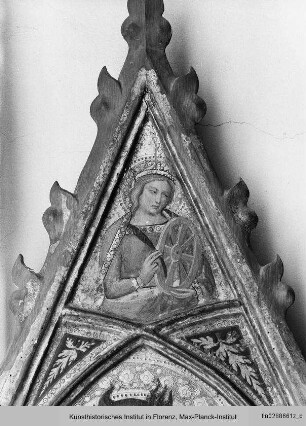 Polyptychon : Johannes der Täufer, darüber die heilige Katharina von Alexandrien