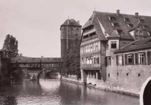 Nürnberg, Henkersteg : Nürnberg. Henkersteg mit Wasserturm. Blick von Südosten über die Pegnitz