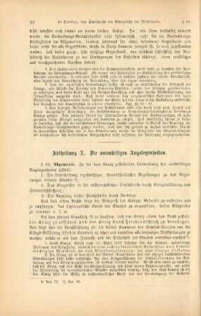 Abtheilung X. Die auswärtigen Angelegenheiten