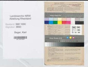 Entnazifizierung Karl Beger, geb. 01.05.1889 (Verwaltungsangestellter)