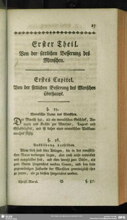 Erster Theil. Von der sittlichen Besserung des Menschen