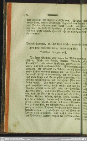Untersuchungen, welche man vorher vornehmen und anstellen muß, wenn man eine Chaussee anlegen will