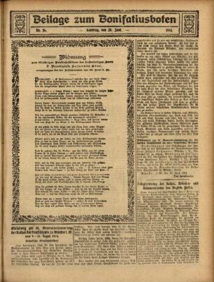 Ausgabe vom Sonntag, den 28. Juni 1914.