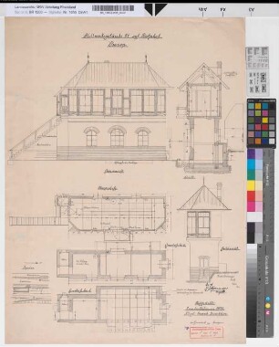 Stellwerksgebäude "Nt" auf Bahnhof Barop: Grundrisse, Ansichten, Schnitt, Lageplan, M. 1:50 Hgs, Sknr.: 1, Fanr.: 1, Bunr.: 1