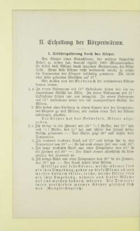 II. Erhaltung der Körperwärme