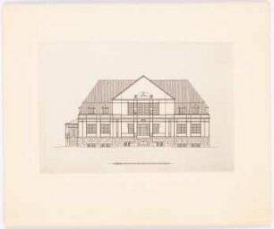 Klubhaus: Aufriss Vorderansicht Fassade, Maßstabsleiste
