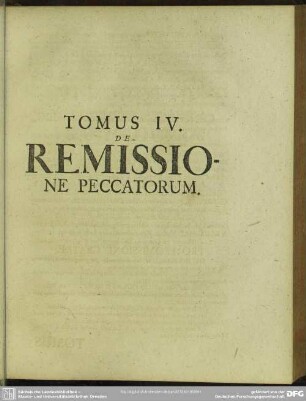 Tomus IV. De Remissione Peccatorum