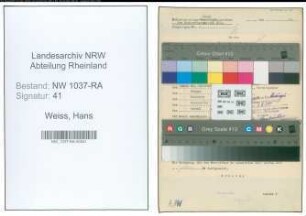Entnazifizierung Hans Weiss , geb. 04.04.1914 ()
