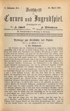 Zeitschrift für Turnen und Jugendspiel. 6. 1897/98