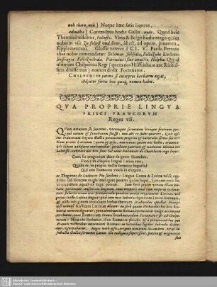 Qua Proprie lingua Prisci Francorum Reges vsi