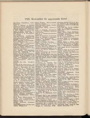 VIII. Werkstätten für angewandte Kunst