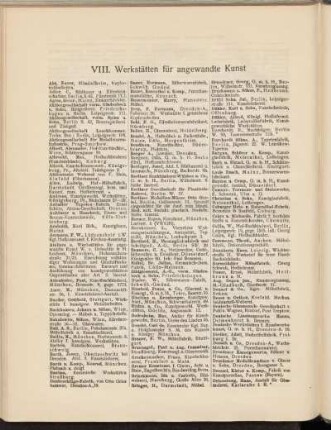 VIII. Werkstätten für angewandte Kunst
