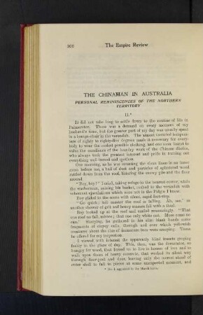 The Chinaman in Australia. Personal Reminiscences of the Northern Territory. II.