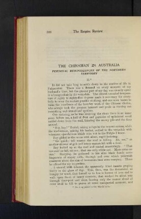 The Chinaman in Australia. Personal Reminiscences of the Northern Territory. II.
