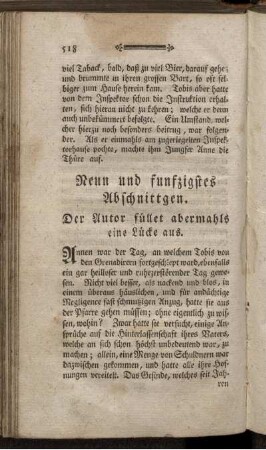 Neun und funfzigstes Abschnittgen. Der Autor füllet abermahls eine Lücke aus.
