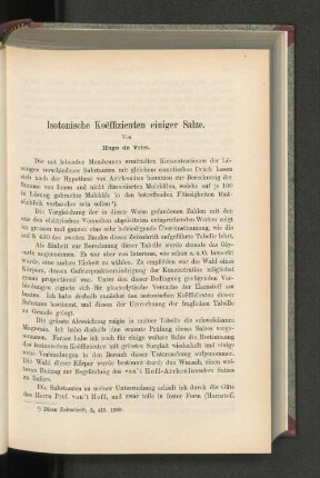Isotonische Koeffizienten einiger Salze.