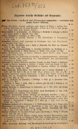 Antiquarischer Katalog von Ferdinand Steinkopf in Stuttgart. 257. 1880