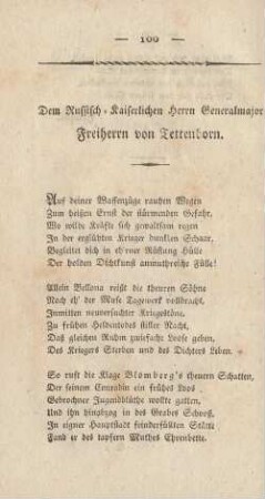Dem Russisch-Kaiserlichen Herrn Generalmajor Freiherrn von Tettenborn.