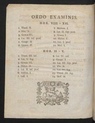 Ordo Examinis.