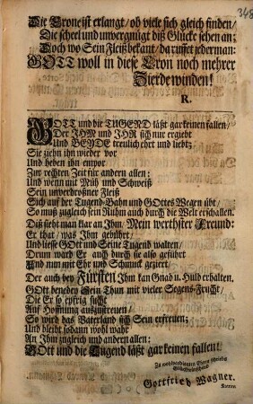 Als der Wohl-Ehrwürdige, Großachtbare und Wohlgelahrte Herr Johann Paul Streng, Hoch-Fürstl. Sächß. Merseburgischer Reiß-Hoff-Prediger, Auf der Welt-berühmten Universität Leipzig Die längst-verdiente Magister-Würde den 12. Febr. im Jahr Christi 1711. von der Hochlöblichen Philosophischen Facultät daselbst erhielte, Wolten Ihre Freude darüber Glückwünschend bezeugen