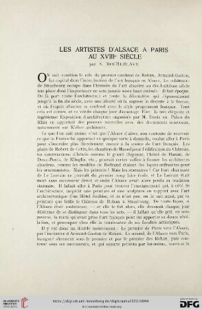 1: Les artistes d'Alsace à Paris au XVIIIe Siècle