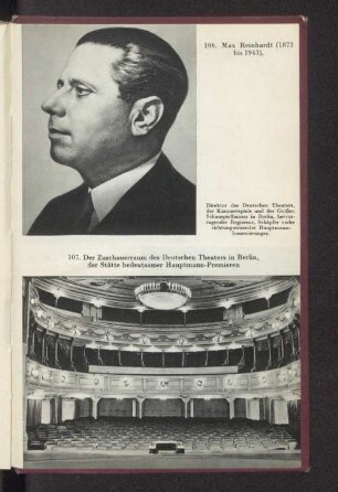 107. Der Zuschauerraum des Deutschen Theaters in Berlin, der Stätte bedeutsamer Hauptmann-Premieren
