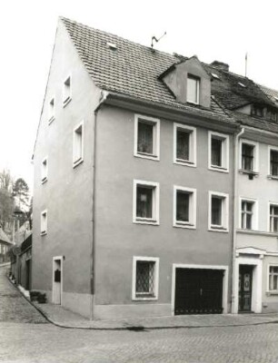 Görlitz-Nikolaivorstadt, Obersteinweg 19. Wohnhaus (1701/1800). Eckansicht