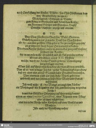 [VII. Chur-Sachsen, Wahl-Stimme]