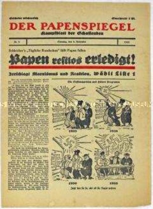 Nationalsozialistische Wahlzeitung "Der Papenspiegel" zum Ende der Papen-Regierung