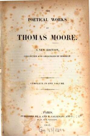 The poetical works of Thomas Moore : Complete in 1 vol.