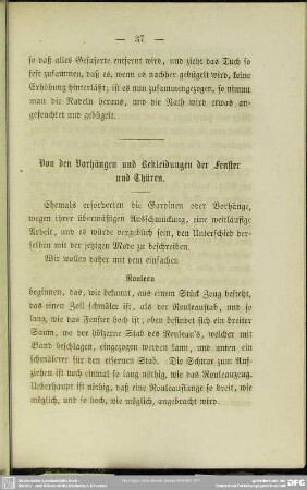 Von den Vorhängen und Bekleidungen der Fenster und Thüren
