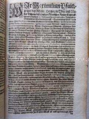 Abdruck der Urkunde über die Annahme der Kurwürde durch Herzog Maximilian von Bayern