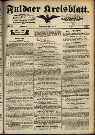 Zweite Ausgabe vom Samstag, den 09. April 1910.