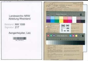 Entnazifizierung Leo Aengenheyster , geb. 19.02.1893 (Fleischbeschauer)
