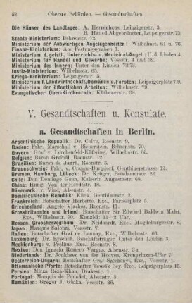 V. Gesandtschaften u. Konsulate