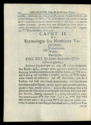 Caput II. De Etymologia seu Notatione Vocis Nominis. Pronominis. Verbi. Particulae