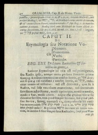 Caput II. De Etymologia seu Notatione Vocis Nominis. Pronominis. Verbi. Particulae