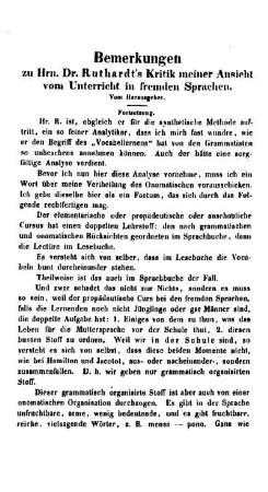 Bemerkungen zu Hrn. Dr. Ruthardt?s Kritik meiner Ansicht vom Unterricht in fremden Sprachen : (Fortsetzung)