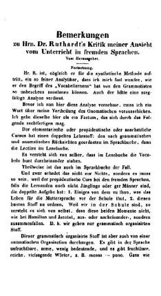 Bemerkungen zu Hrn. Dr. Ruthardt?s Kritik meiner Ansicht vom Unterricht in fremden Sprachen : (Fortsetzung)