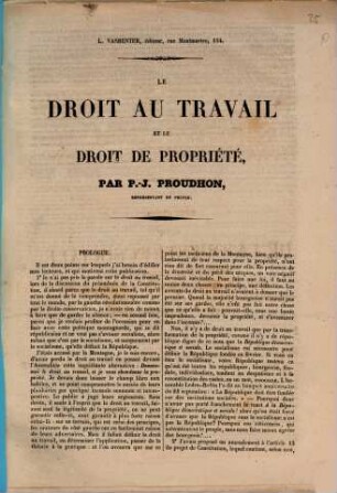 Le droit au travail et le droit de la propriété