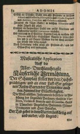 Musicalische Application Auff die ... Käyserliche Vermählung.