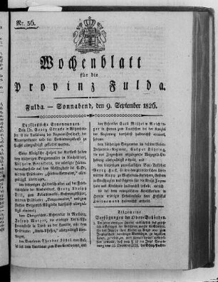 Nr. 36, Ausgabe vom 9. September 1826