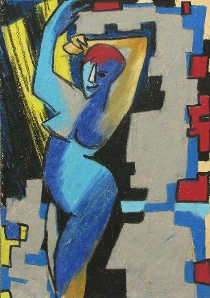 Blauer weiblicher Akt