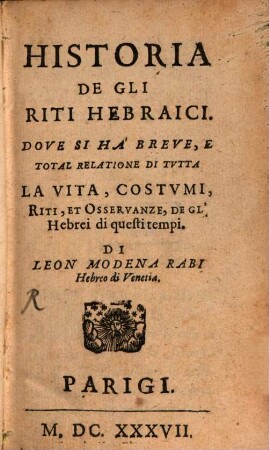 Historia de gli riti hebraici